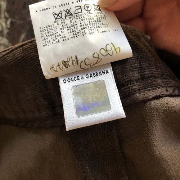 Vintage D&G DOLCE & GABBANA F/W 2002 Embroidered Cutout Corduroy Pants in Brown - Picture 8 of 9